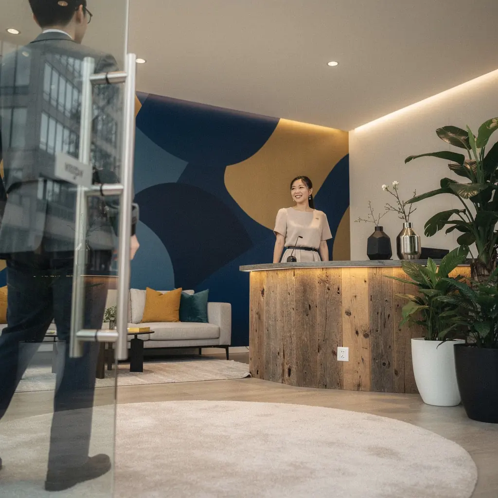 Sufit podwieszany z oświetleniem LED, które podkreśla nowoczesny design.